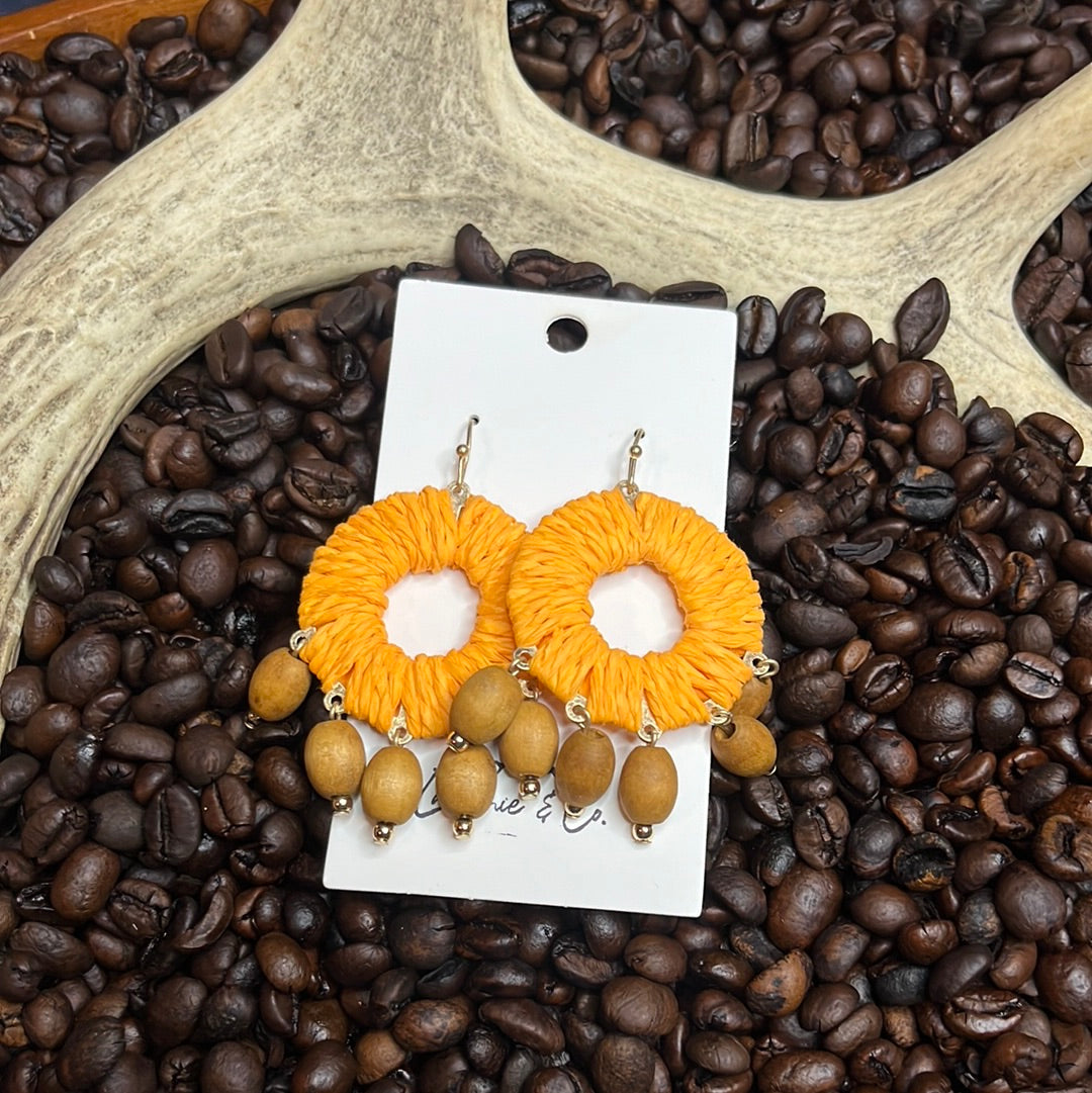 Rattan/Wood Dangle Earrings