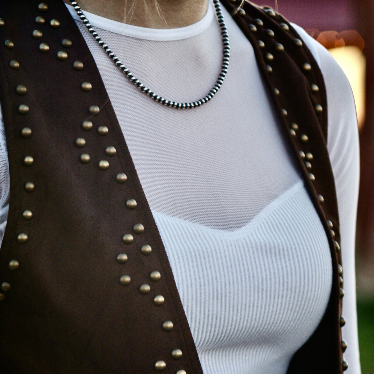 Studded Open Suede Vest