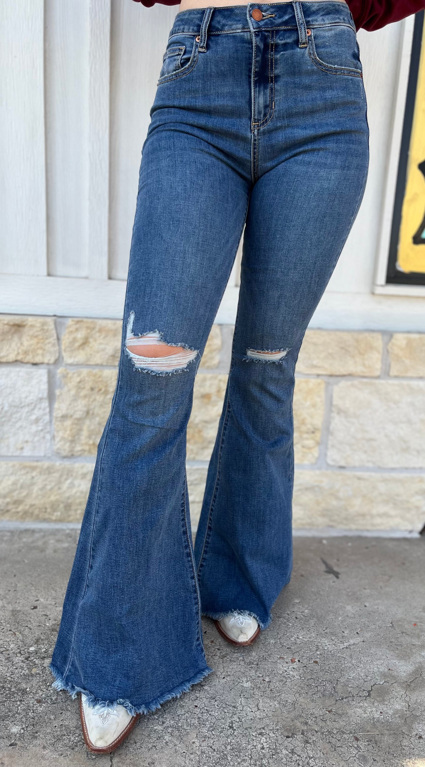 Sheridan High Rise Flare w/fringe Hem