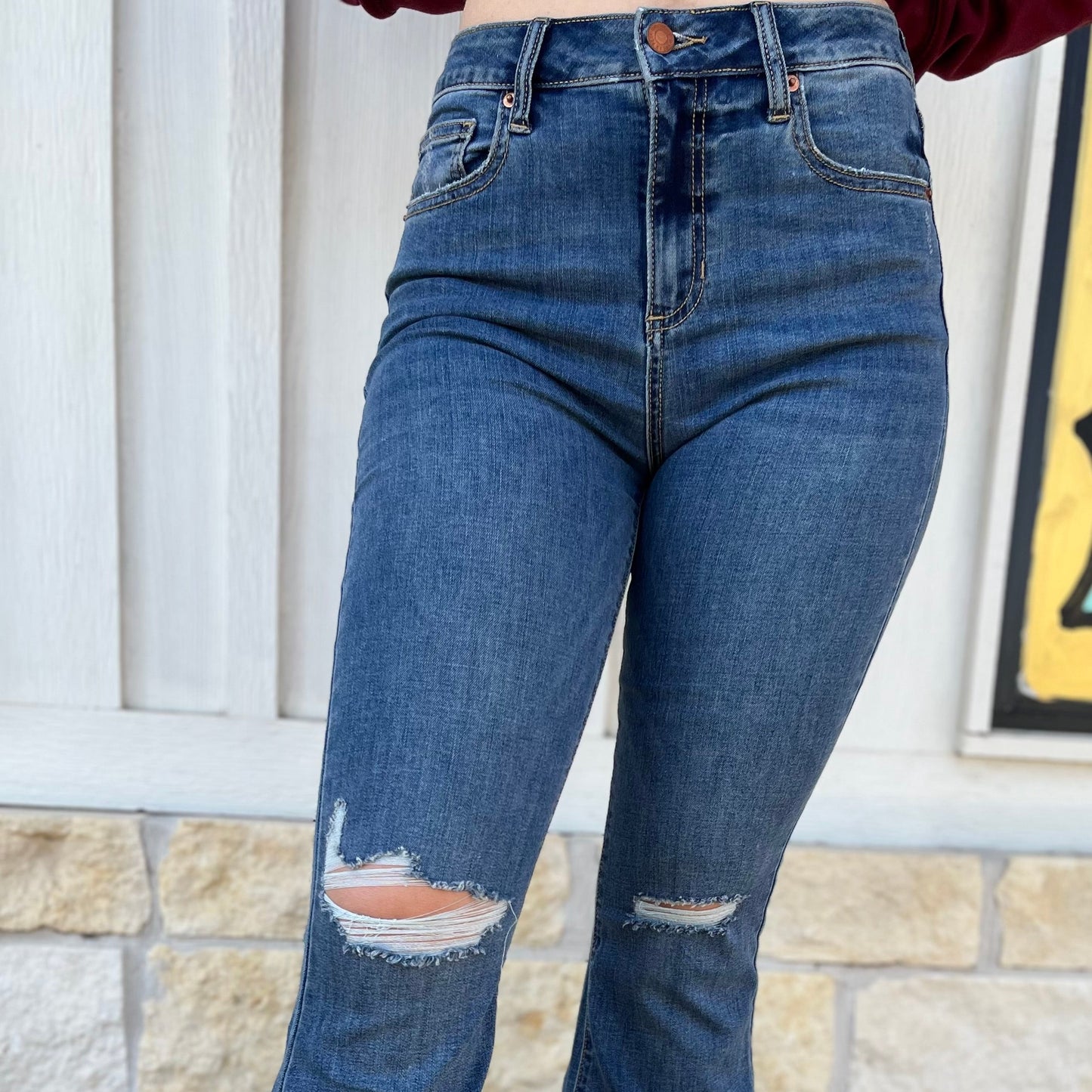 Sheridan High Rise Flare w/fringe Hem