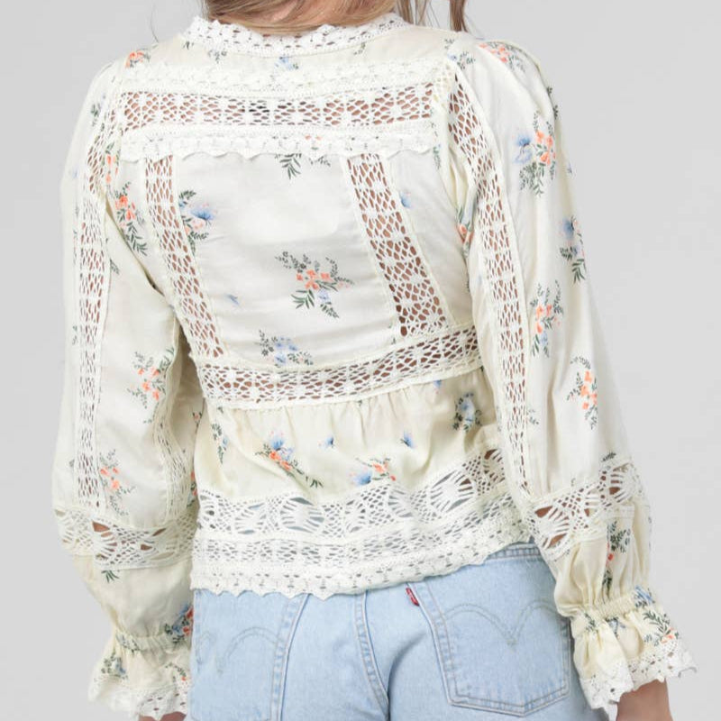 Floral Lace Tie Front Blouse