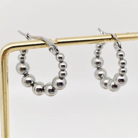 Silver Ball Hoop Earrings