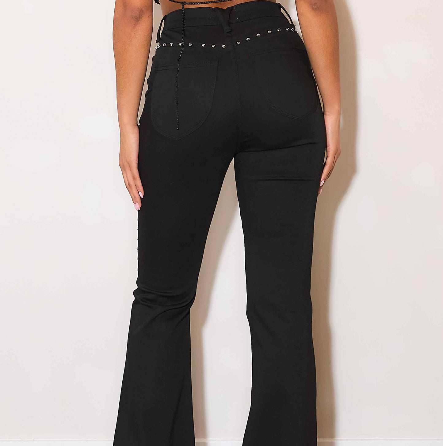 Black Flare Jeans With Studs