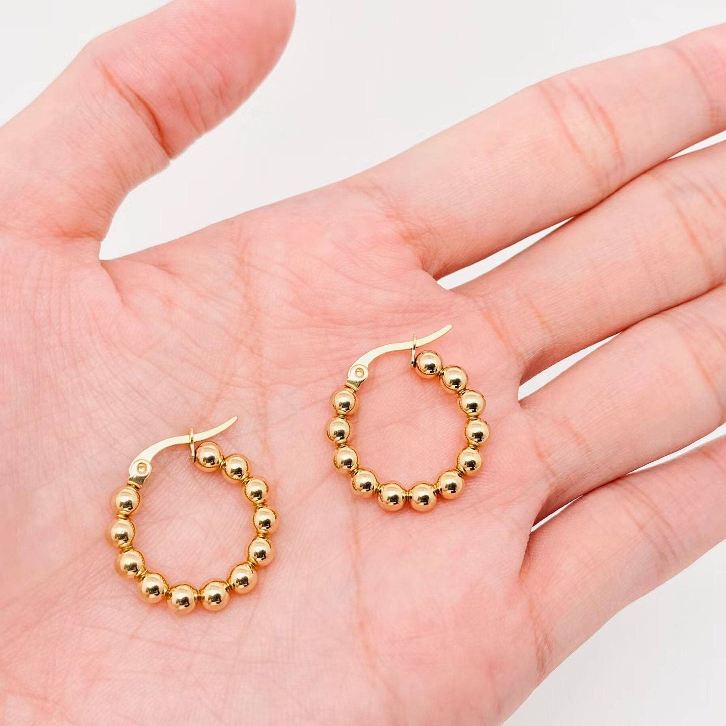 Gold Ball Hoop Earrings