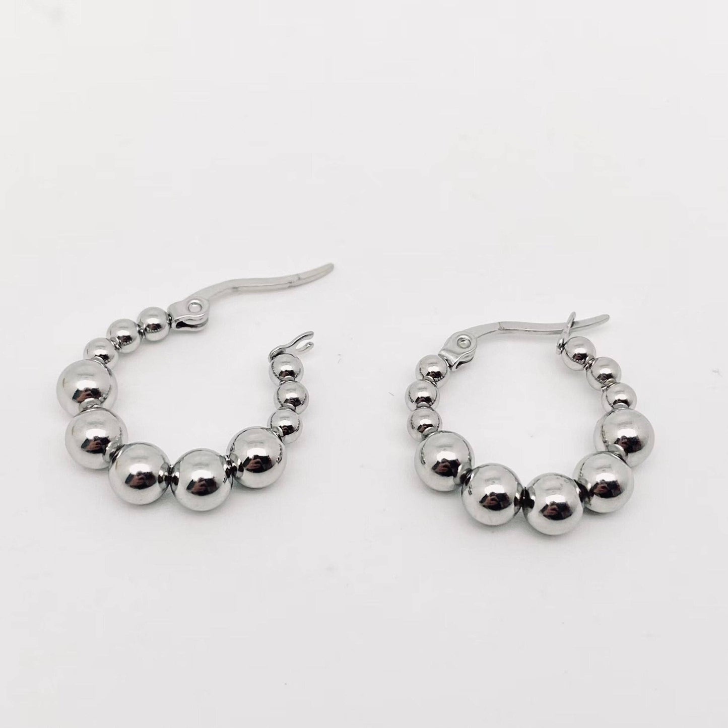 Silver Ball Hoop Earrings