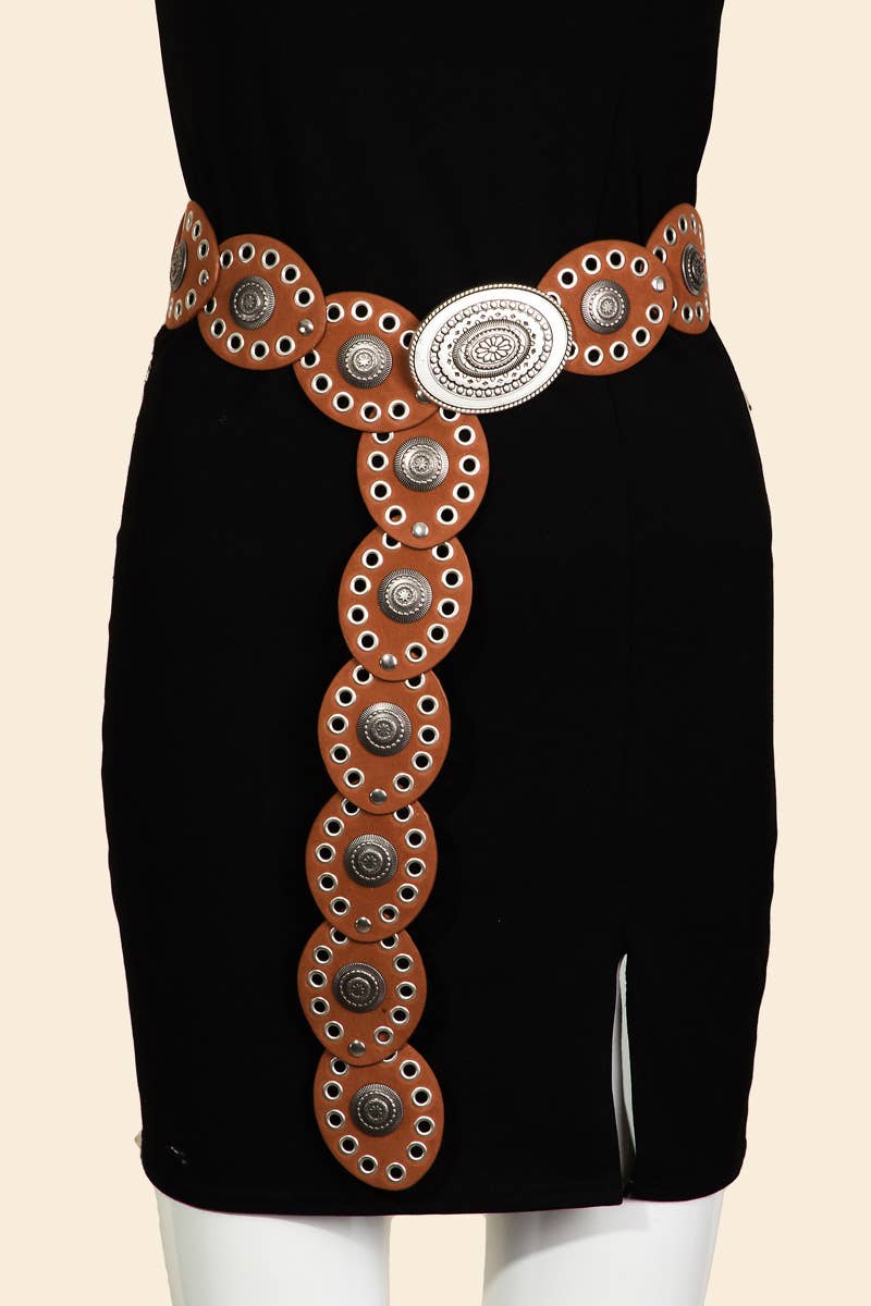 Large Ornate Western Oval Disc Belt