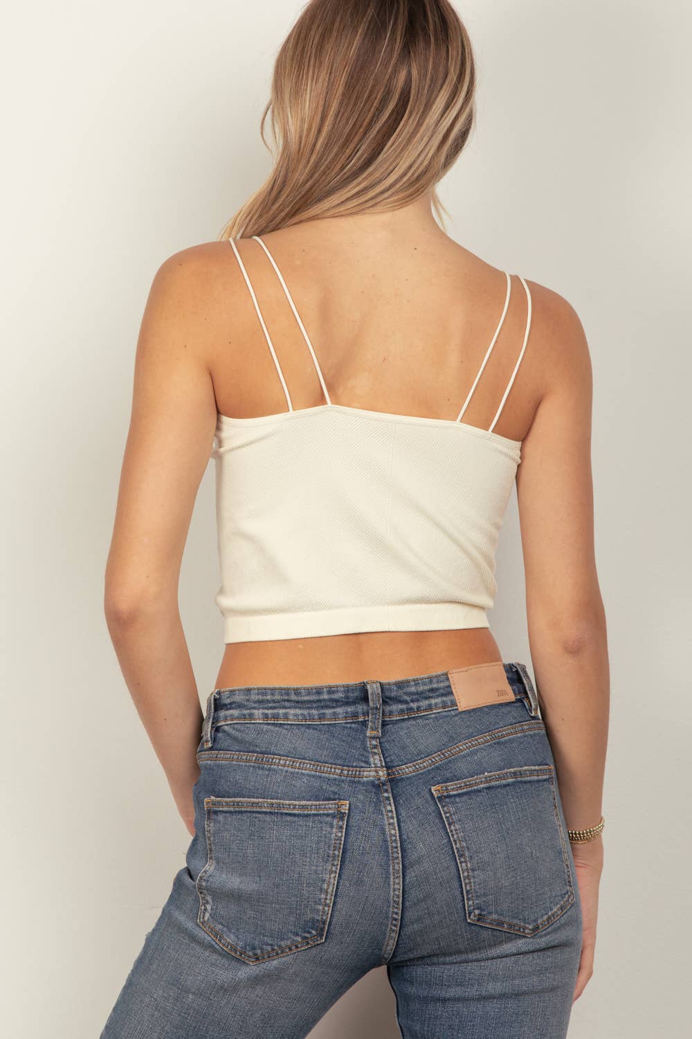 NT11660-Soft Stretchy Double Strap Slim Fit Tank Top