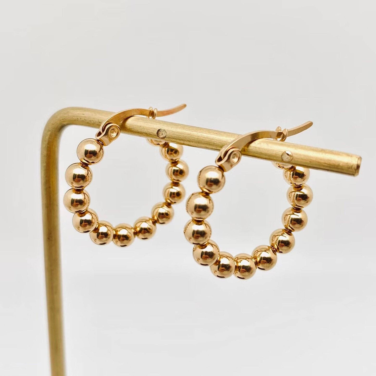 Gold Ball Hoop Earrings