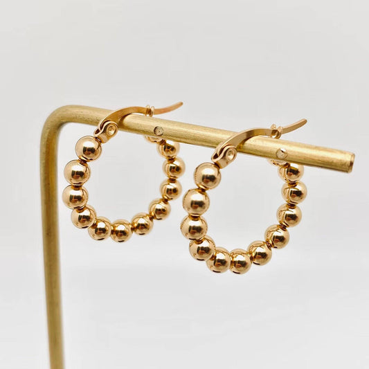 Gold Ball Hoop Earrings
