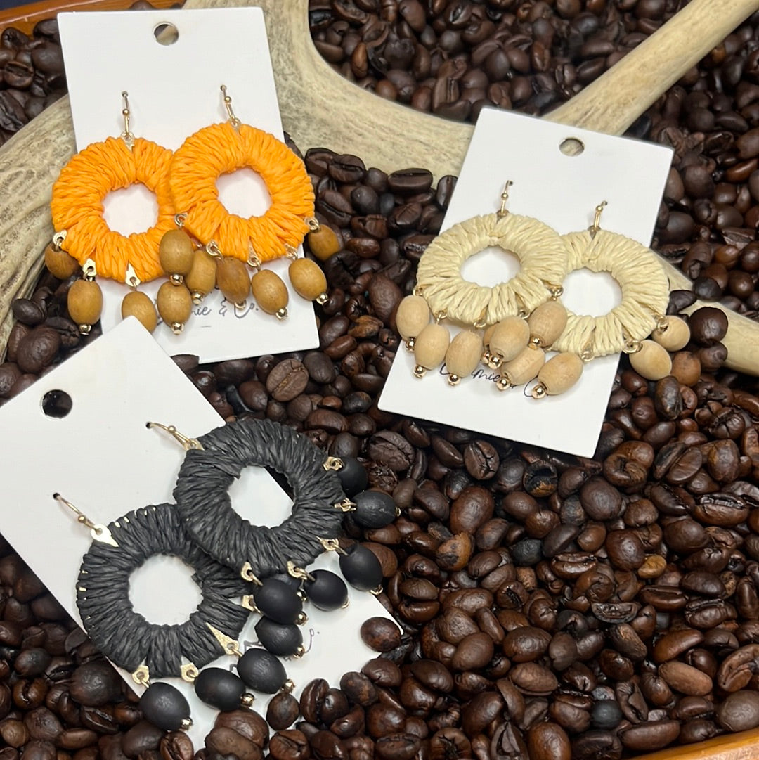 Rattan/Wood Dangle Earrings