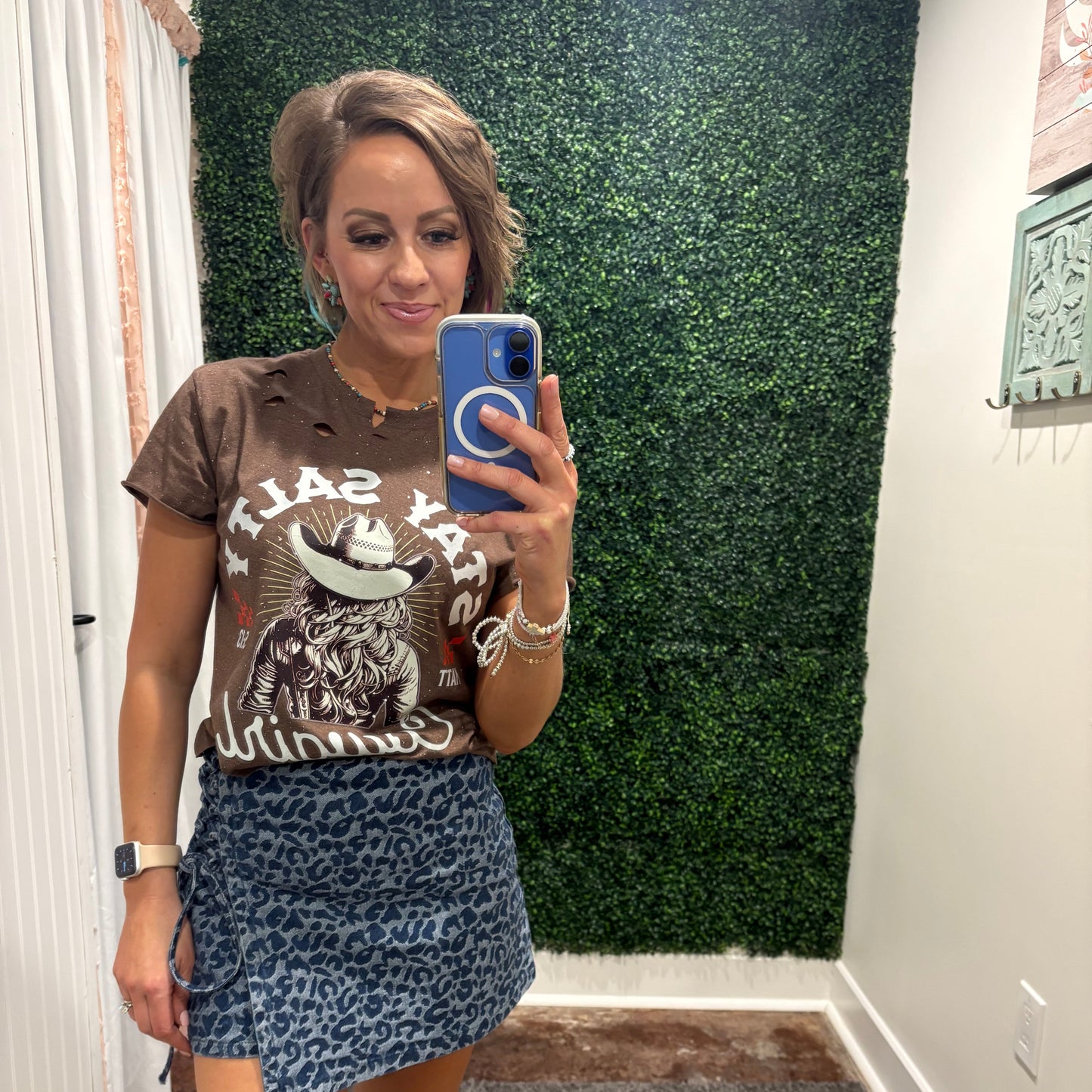 Leopard Denim Skort