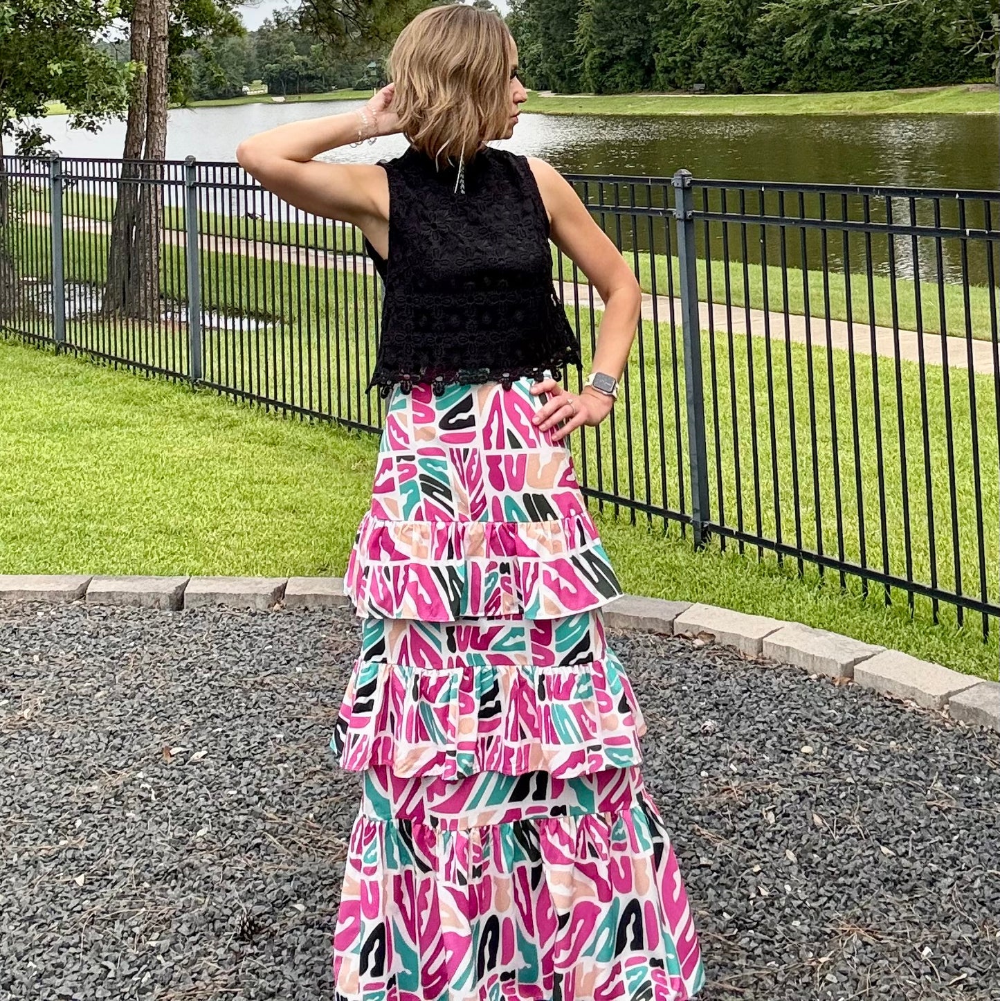 Jamie Graffiti High Waisted Ruffled Skirt