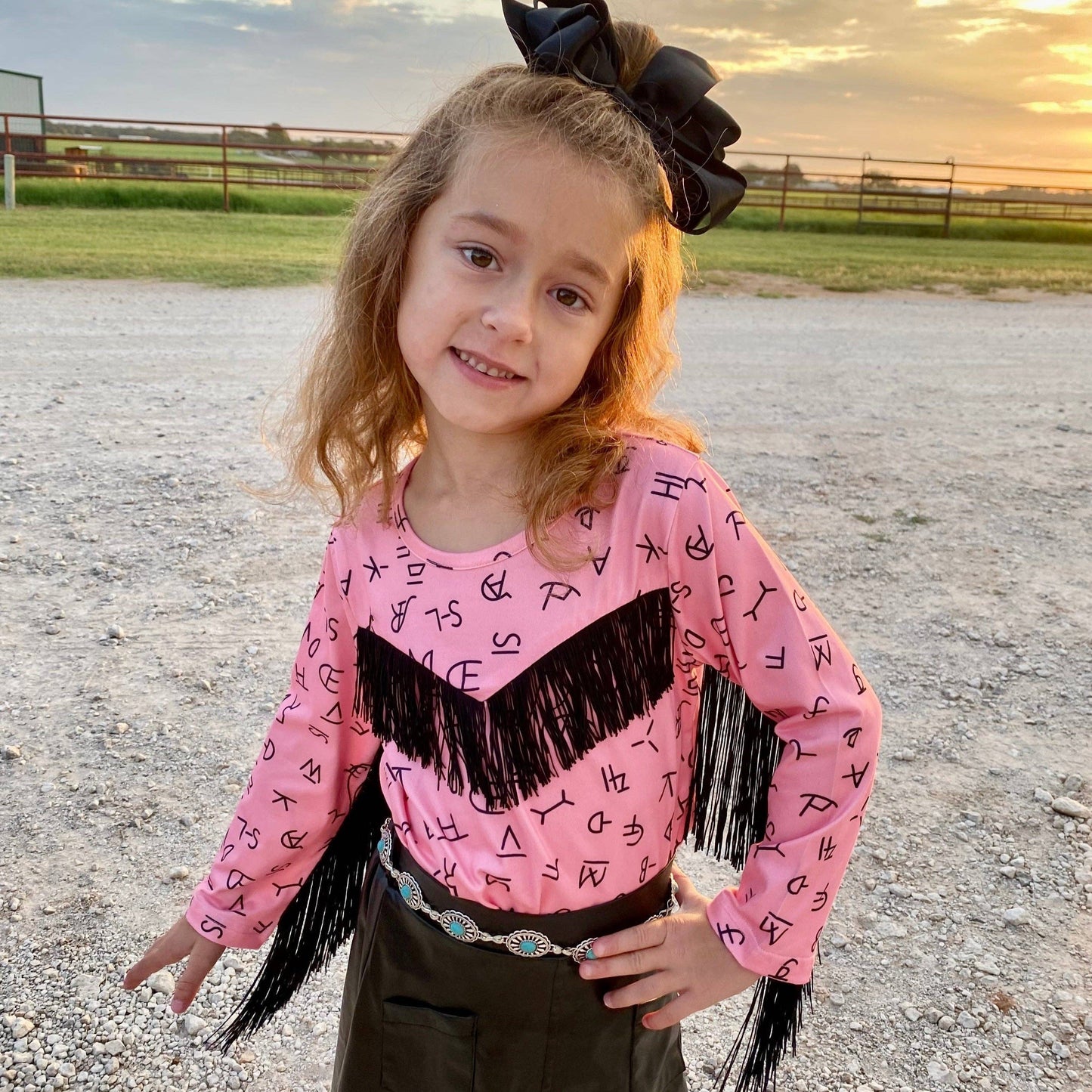 Pink Brand Long Sleeve Fringe Onesie