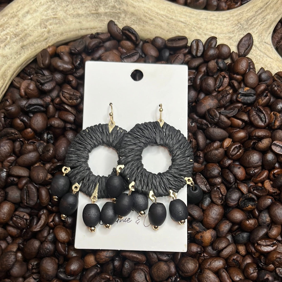 Rattan/Wood Dangle Earrings