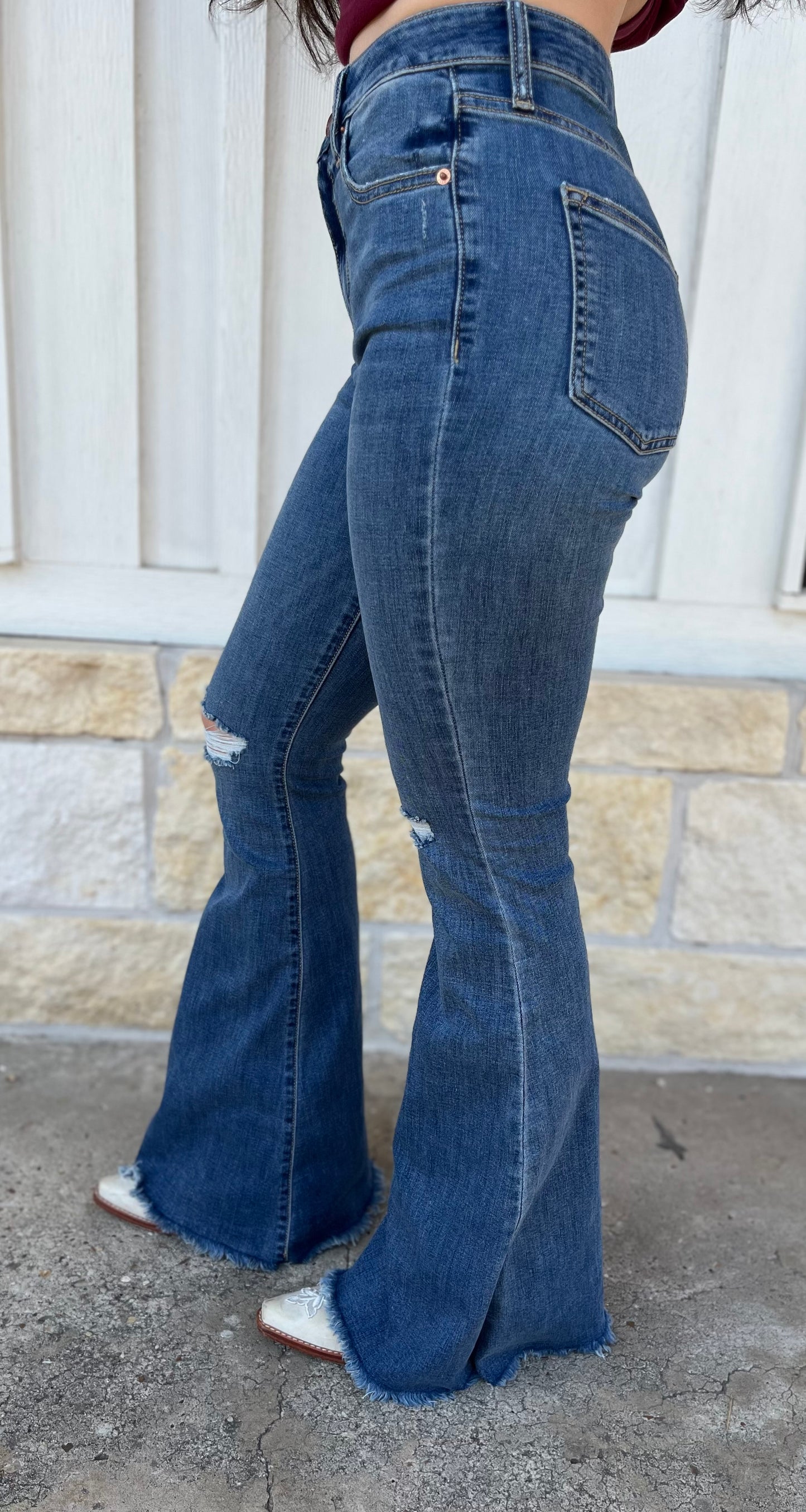 Sheridan High Rise Flare w/fringe Hem