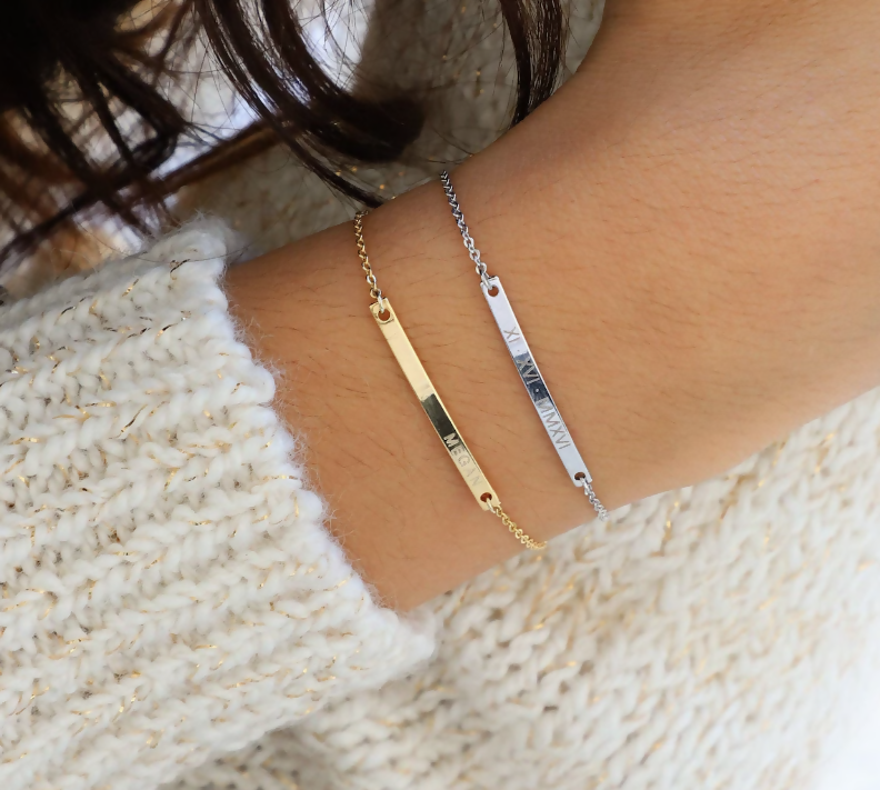 engraved bar bracelet