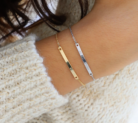 engraved bar bracelet