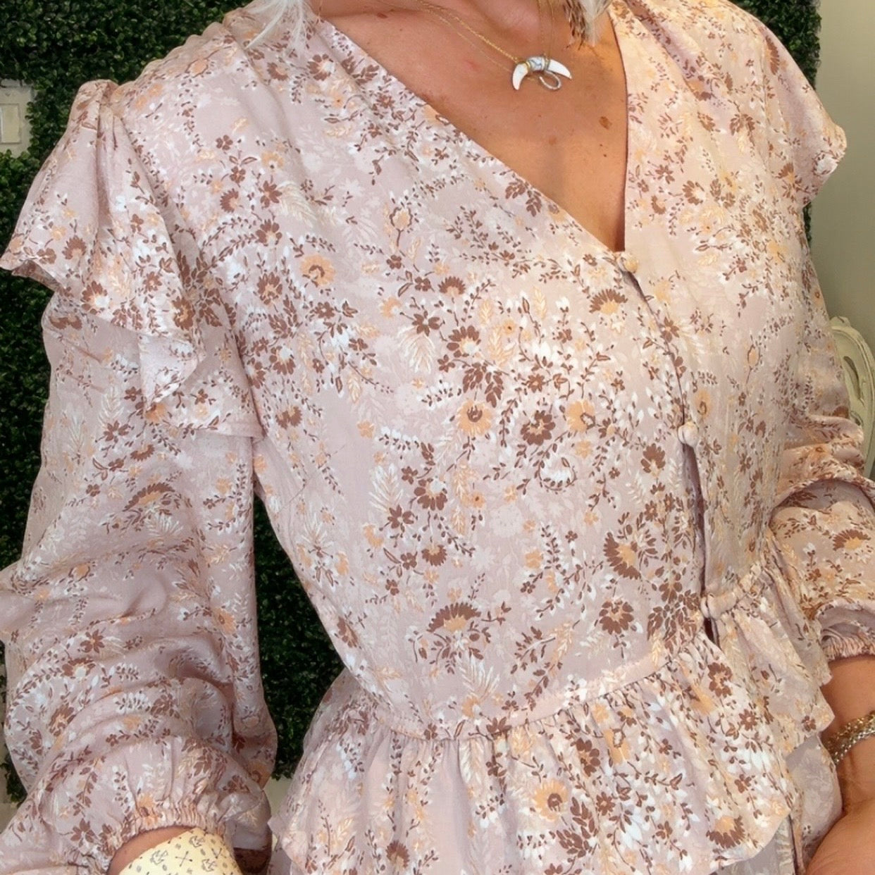 Avon Floral Ruffle Blouse