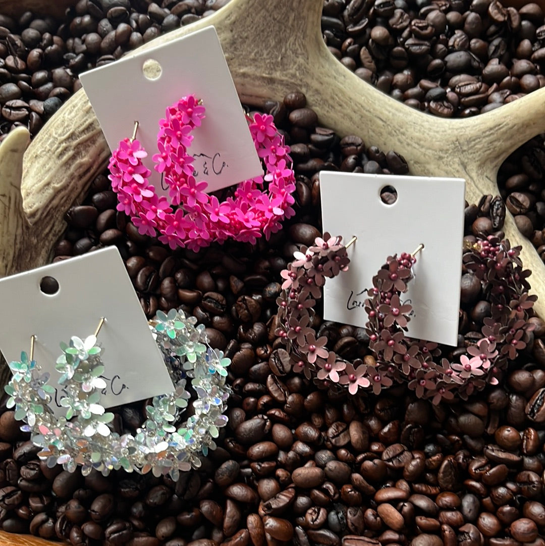 Flower Hoop Earrings