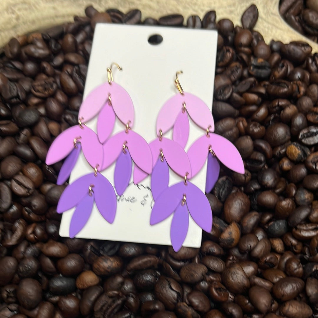Purple Ombré Leaf Earring