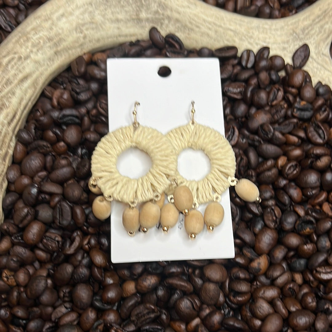 Rattan/Wood Dangle Earrings