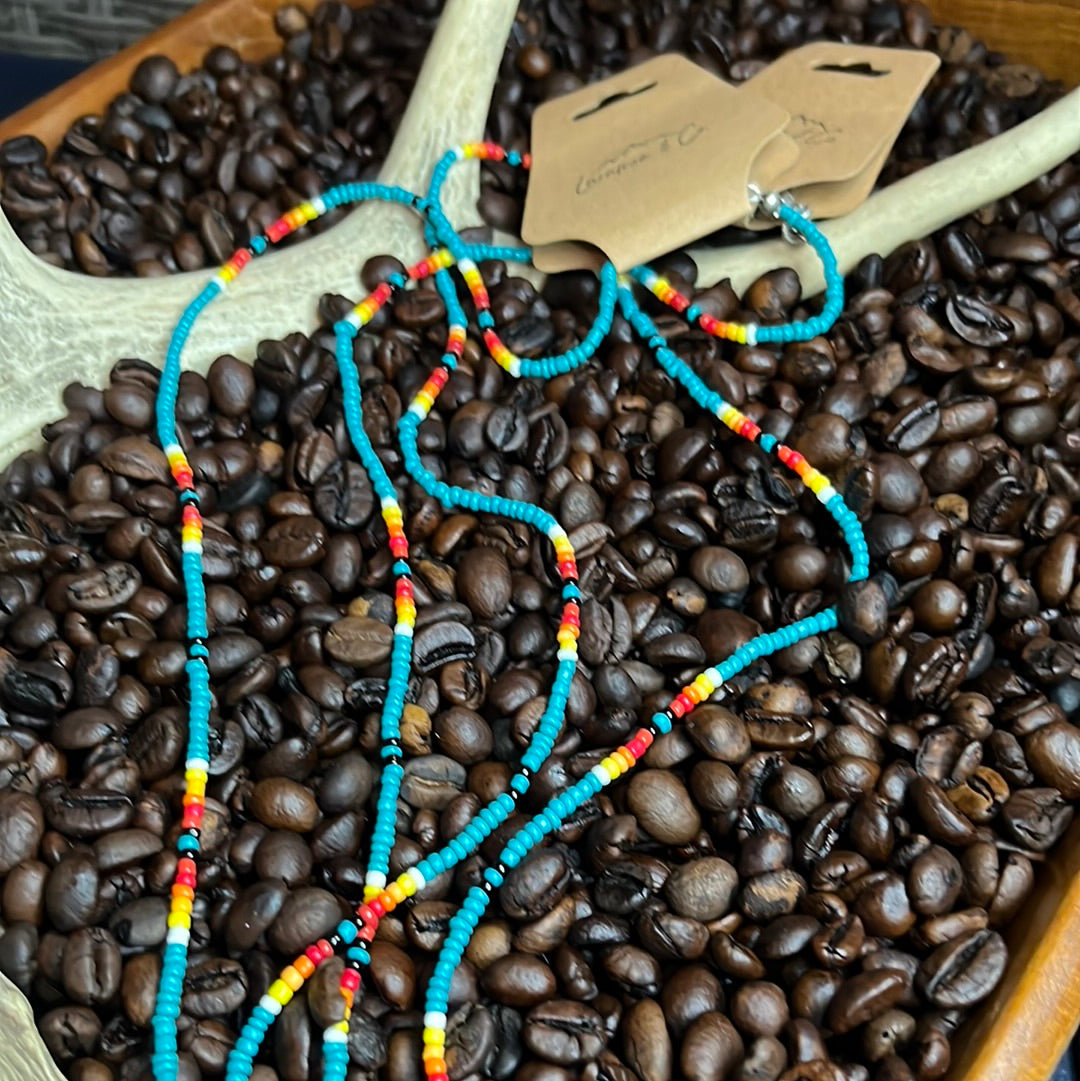 Indian Beaded Simple Necklace Turquoise