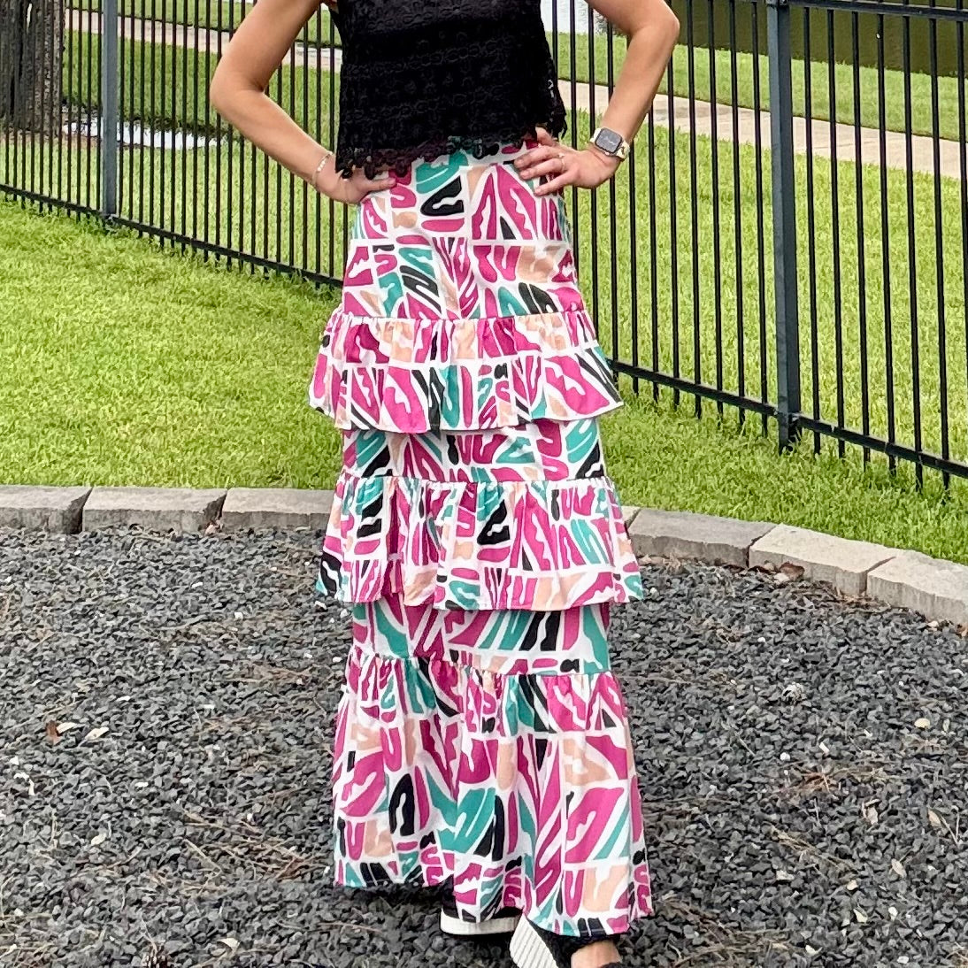 Jamie Graffiti High Waisted Ruffled Skirt