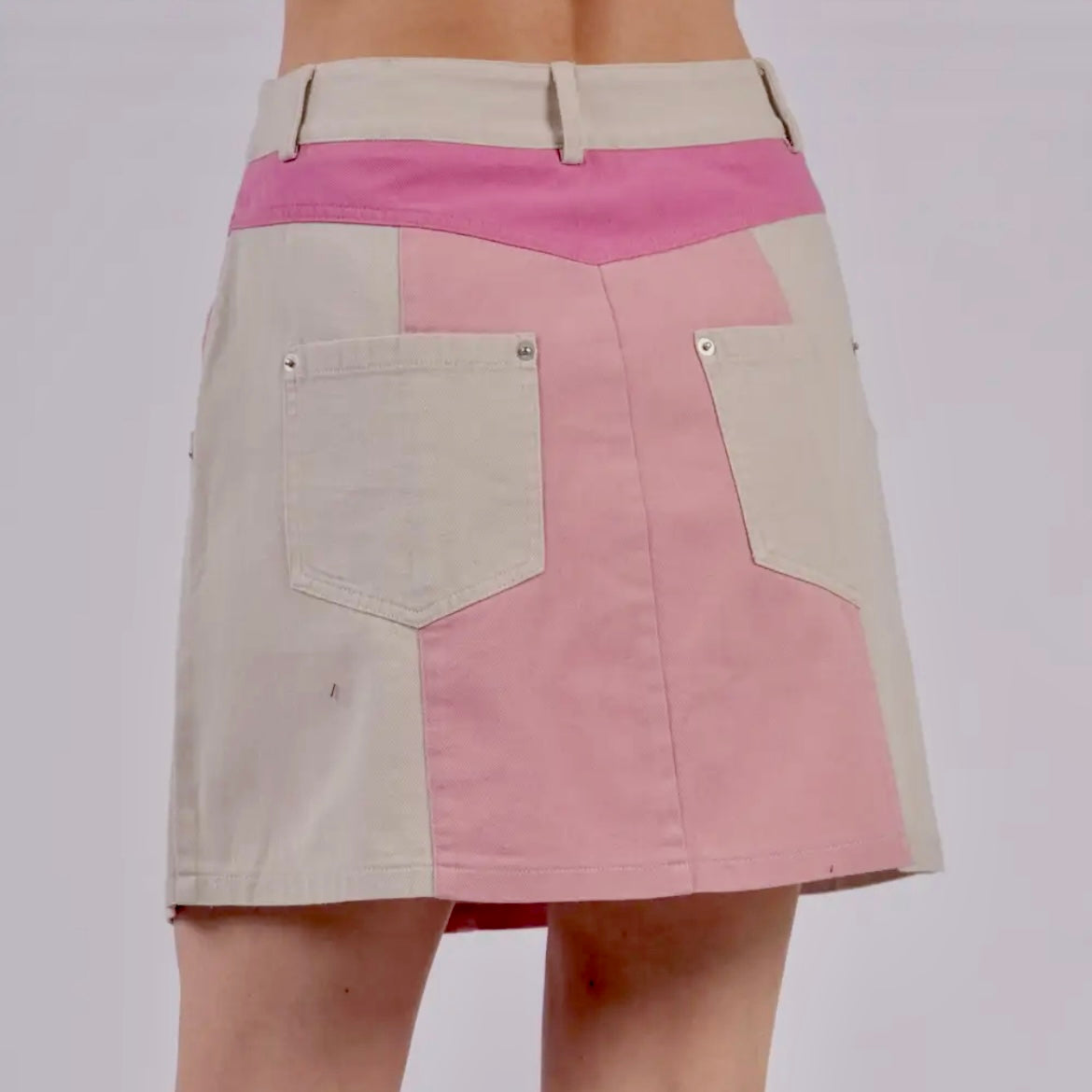 Pink Color Block Skirt