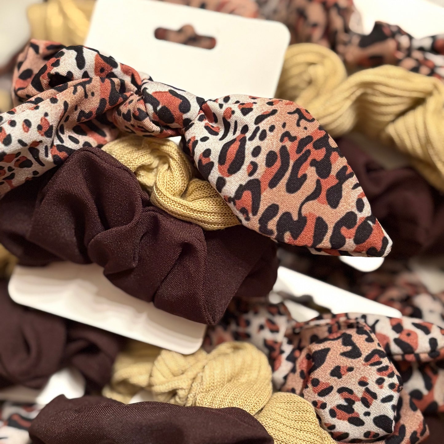 Leopard Bow Scrunchie Trio