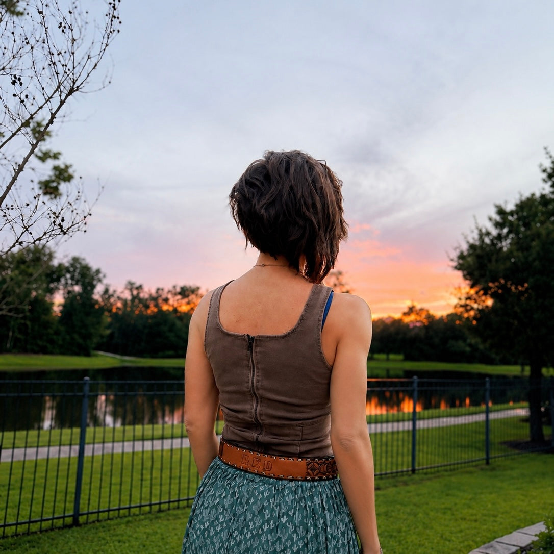 Mocha Denim Corset Tank