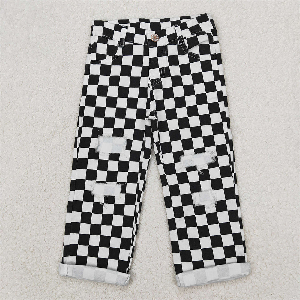Kids Black and White Checkered Pants