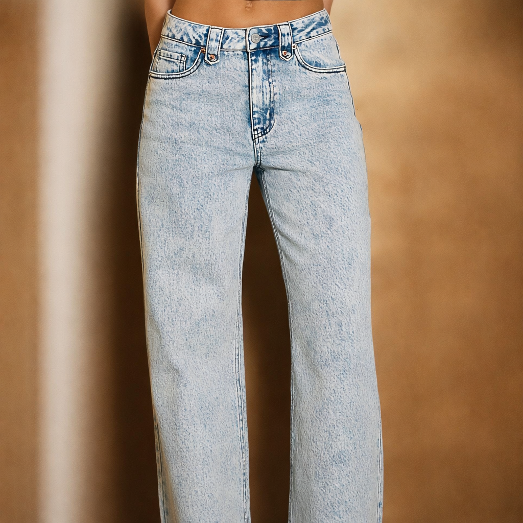 Flower Embroidery Wide Leg Jeans