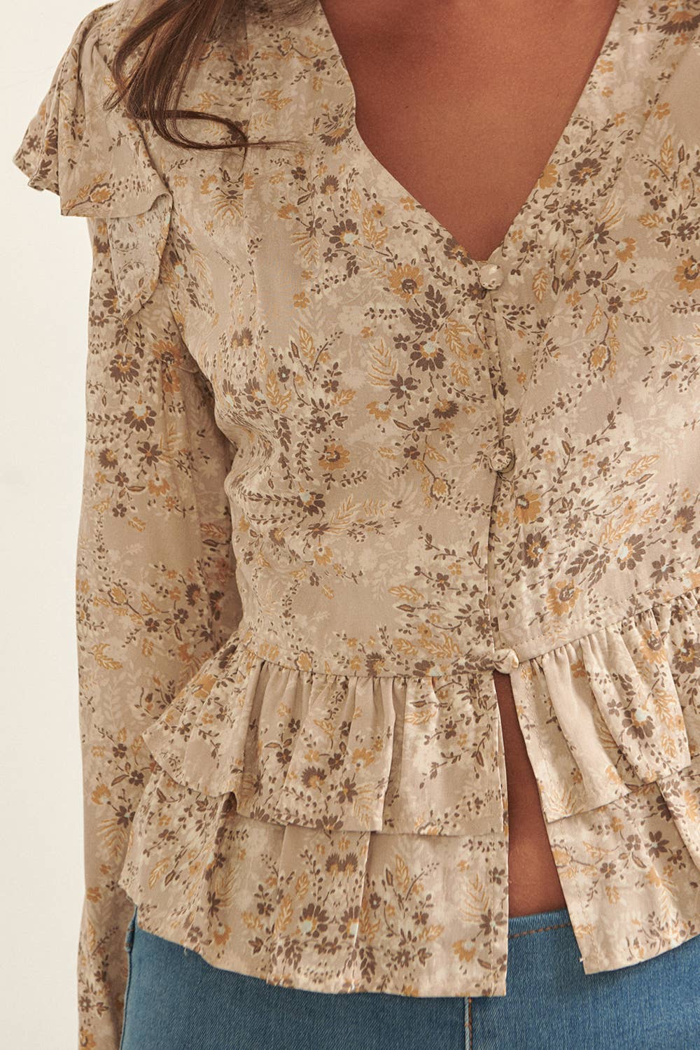 Avon Floral Ruffle Blouse