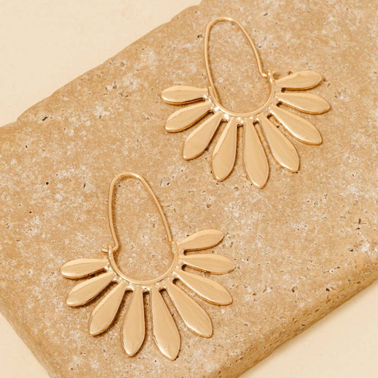 Metallic Leaf Fringe Hoop Earrings