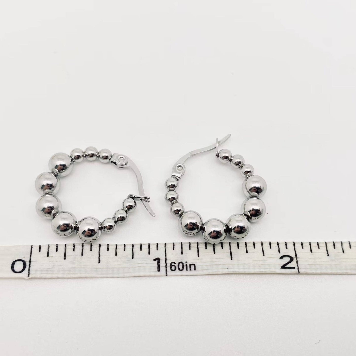 Silver Ball Hoop Earrings