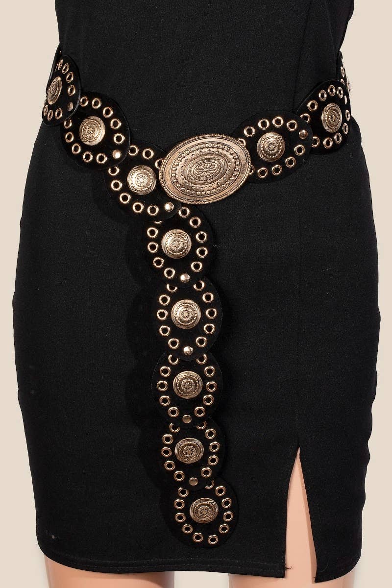 Large Ornate Western Oval Disc Belt