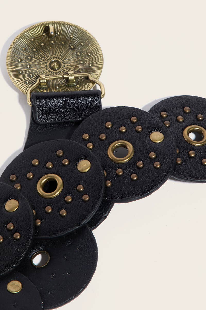 Oversized Western Studded Circle Disc Belt