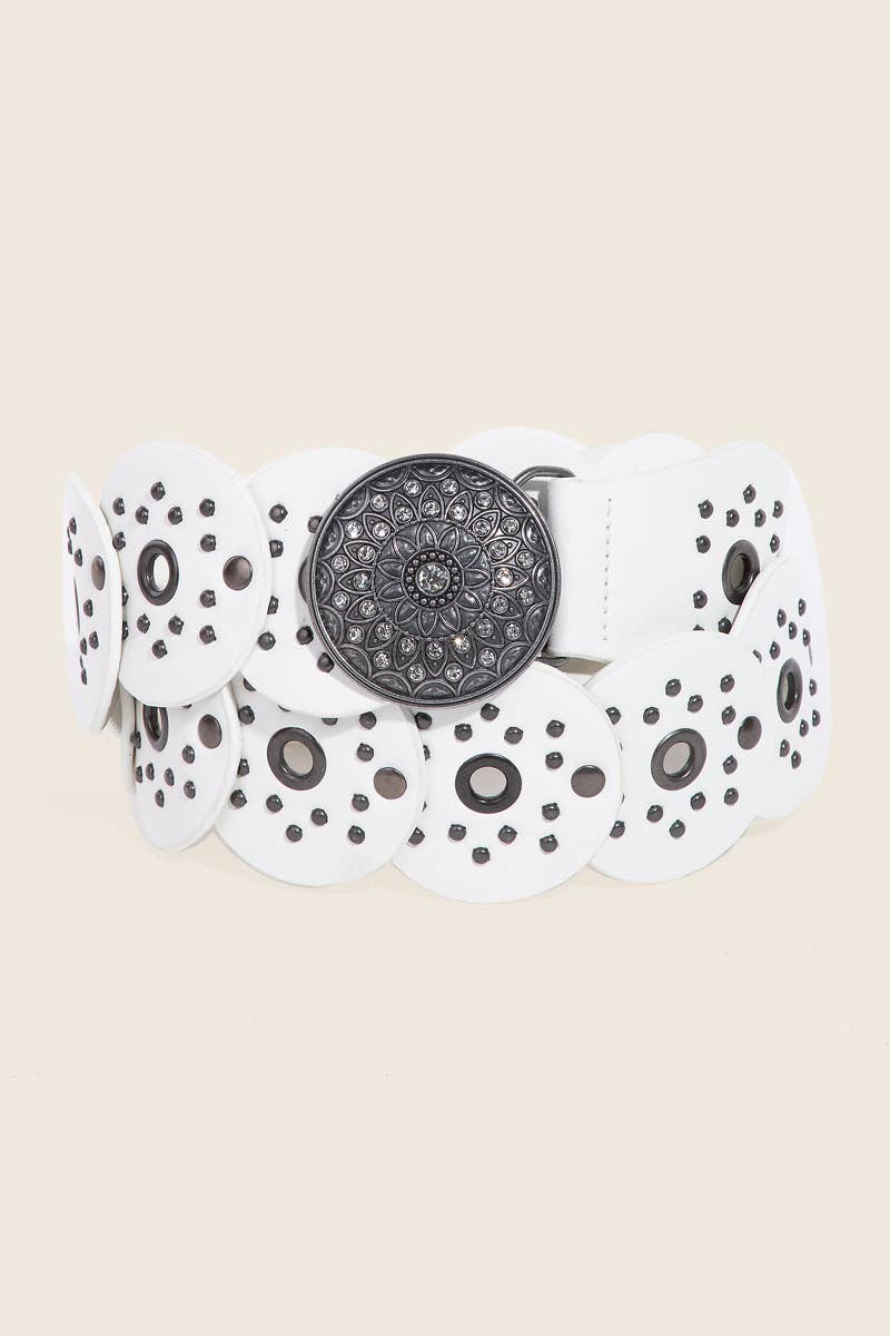Oversized Western Studded Circle Disc Belt