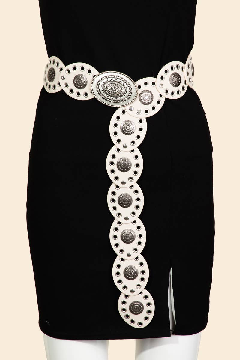 Large Ornate Western Oval Disc Belt