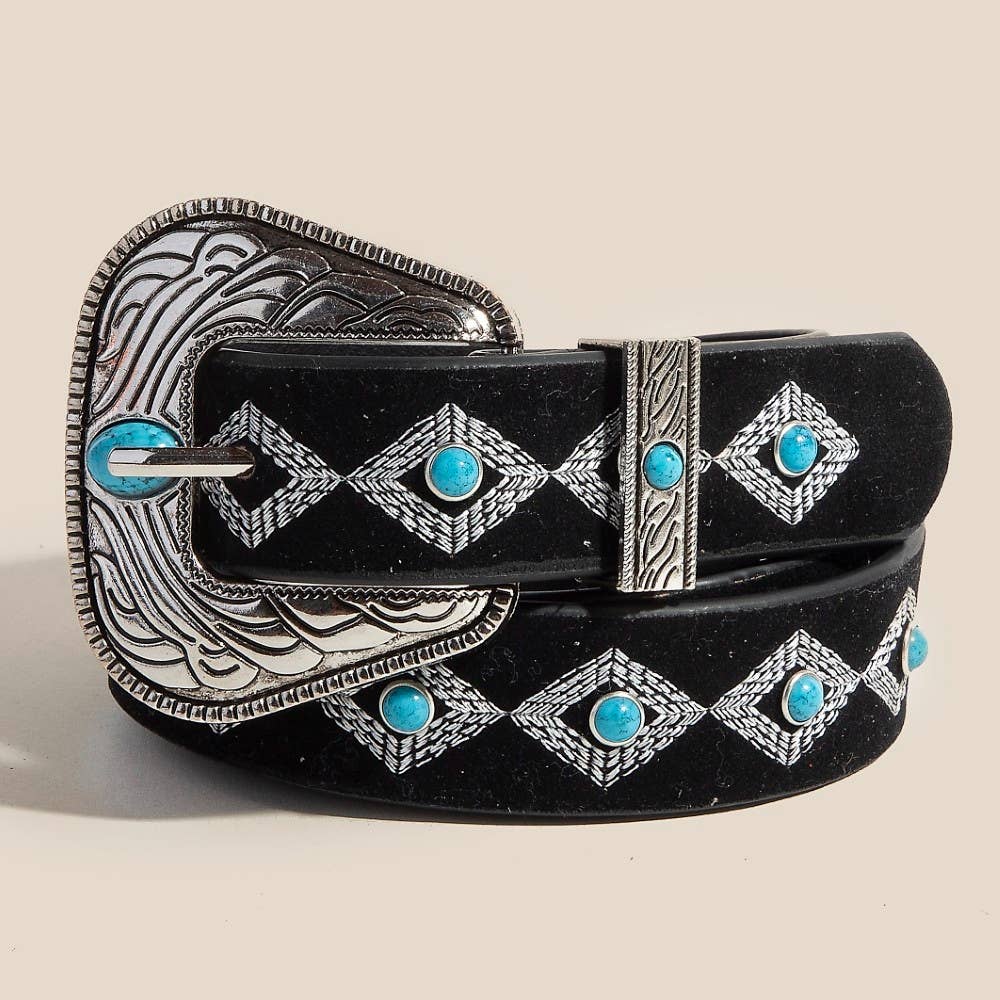 Turquoise Buckle Suede Belt