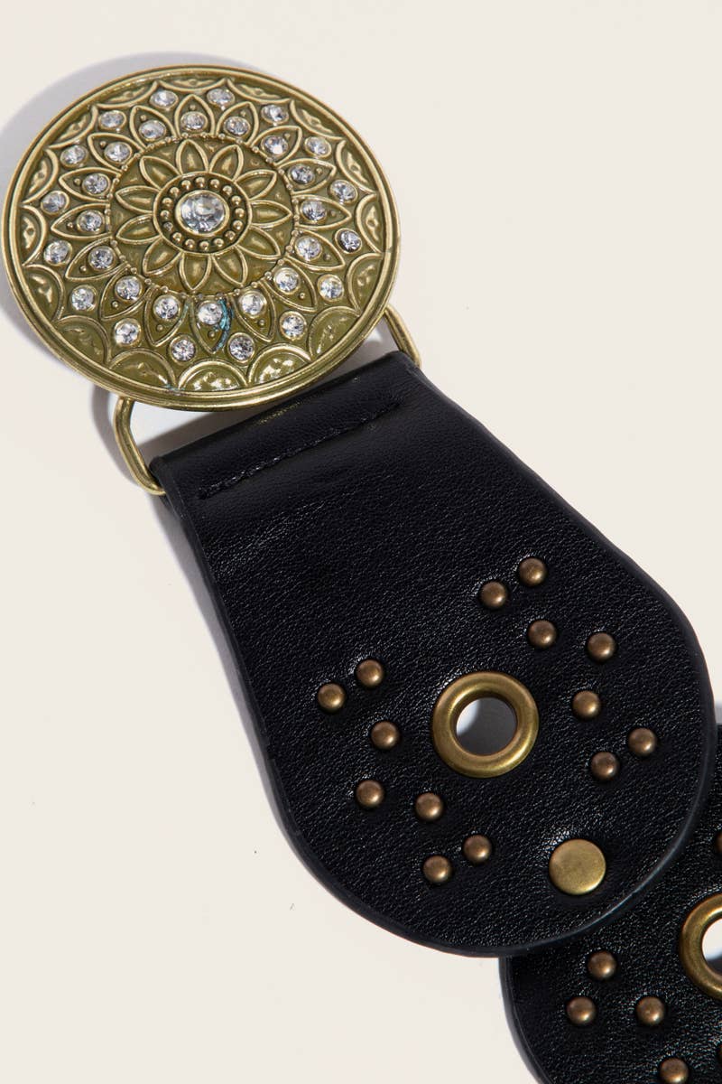 Oversized Western Studded Circle Disc Belt