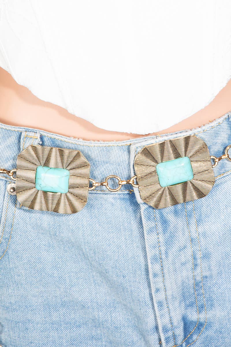 Rectangle Stone Chain Belt
