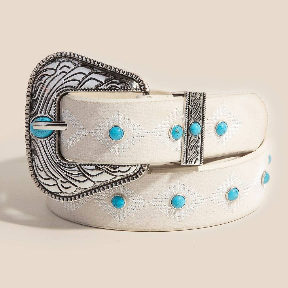 Turquoise Buckle Suede Belt