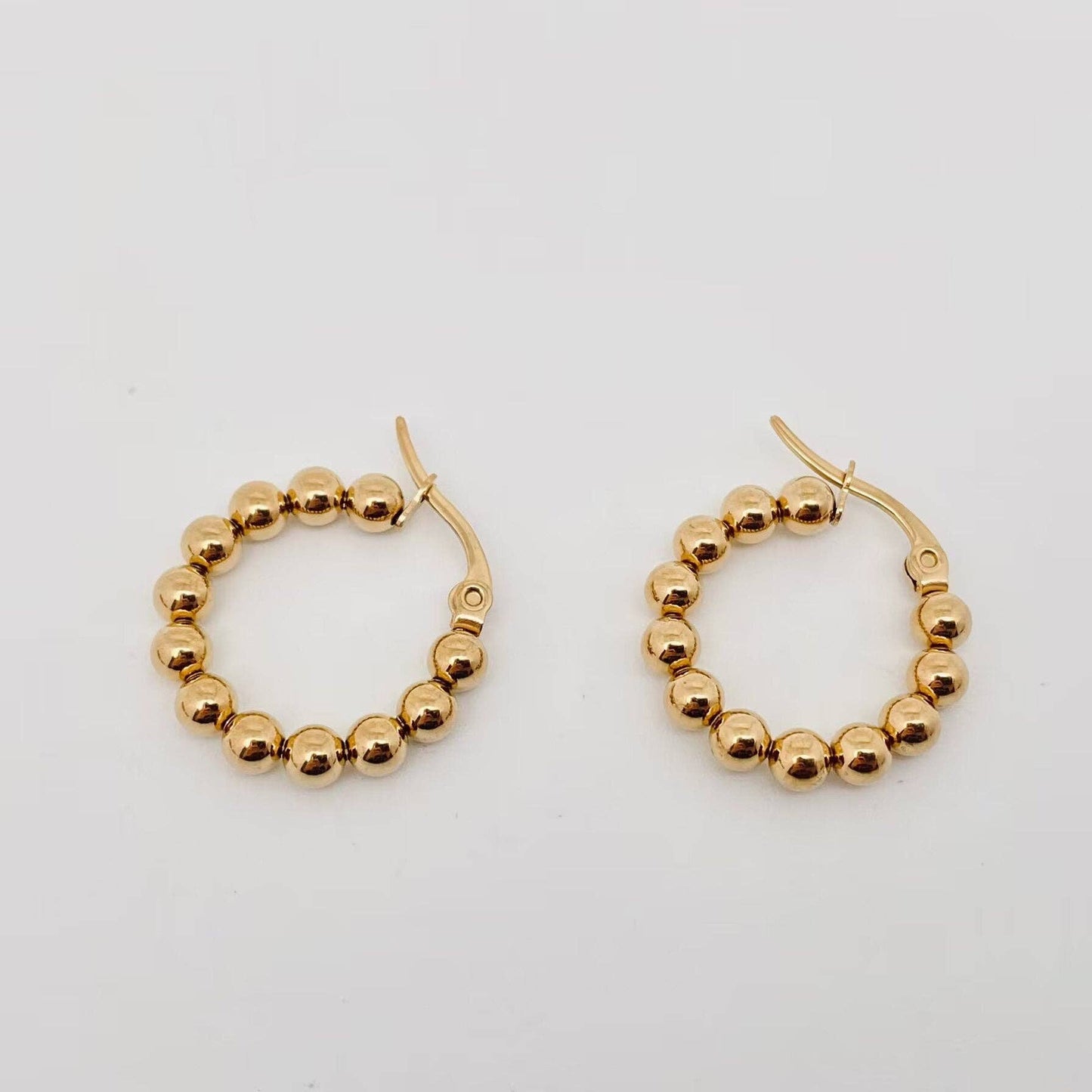 Gold Ball Hoop Earrings