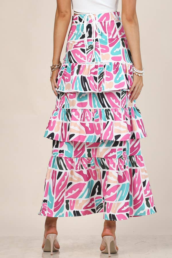 Jamie Graffiti High Waisted Ruffled Skirt