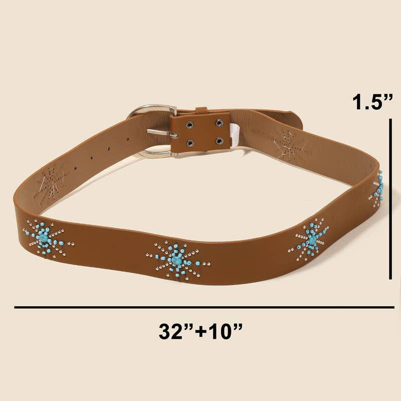 Star Burst Vegan Leather Belt