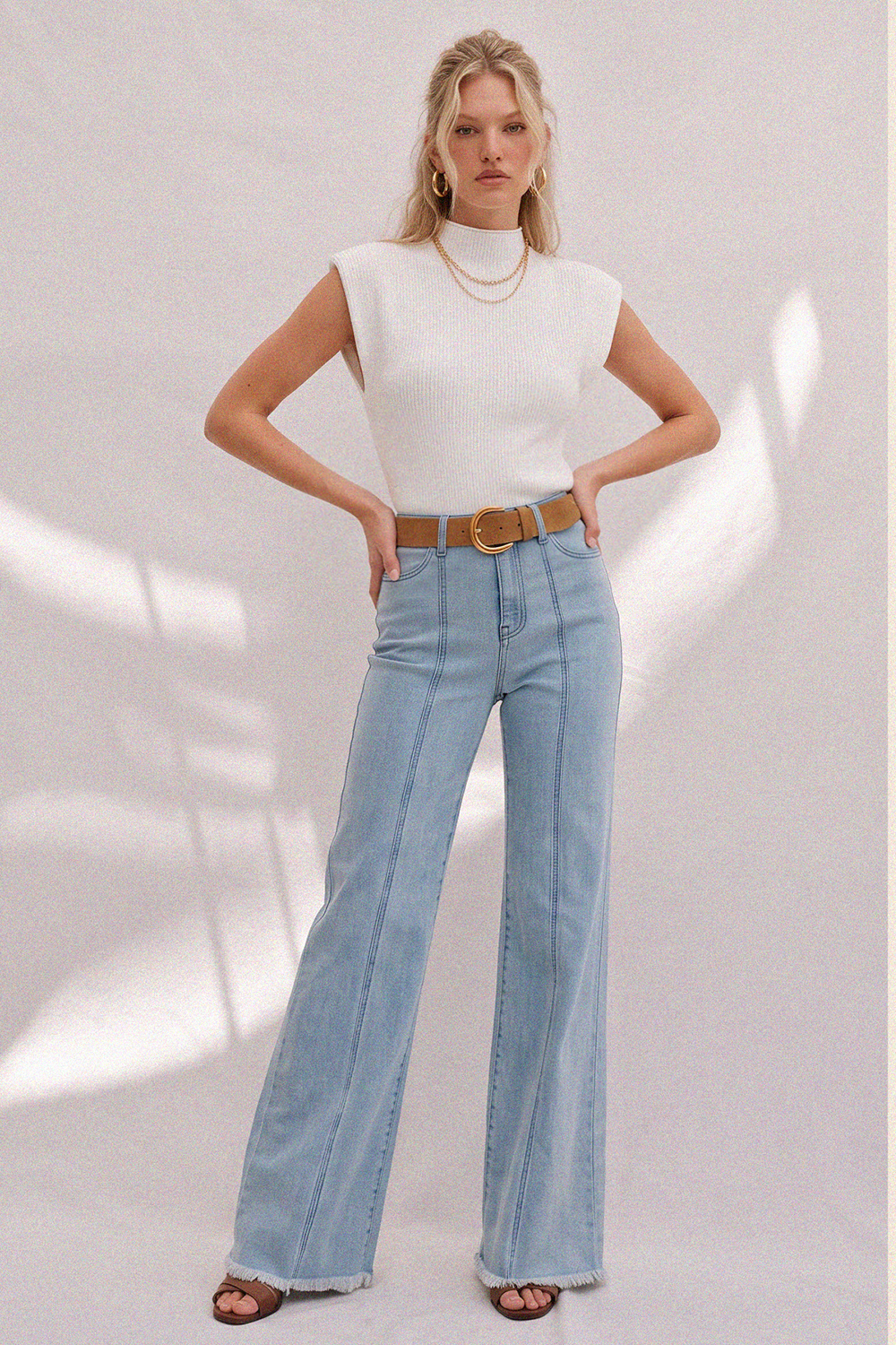 WIDE LEG PALAZZO FIT JEANS WITH STRETCH 2472PIA