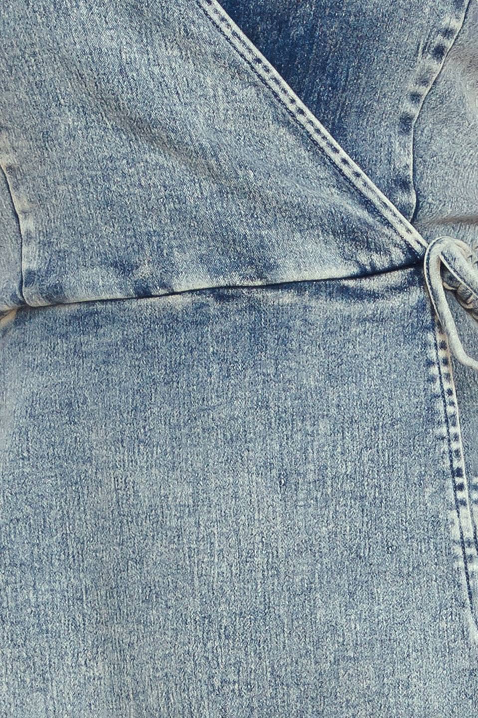 Acid Washed Denim Skort Romper