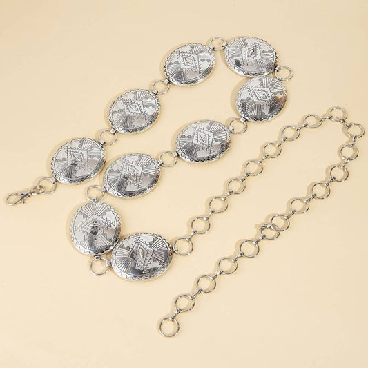 Aztec Engraved Chain Belt