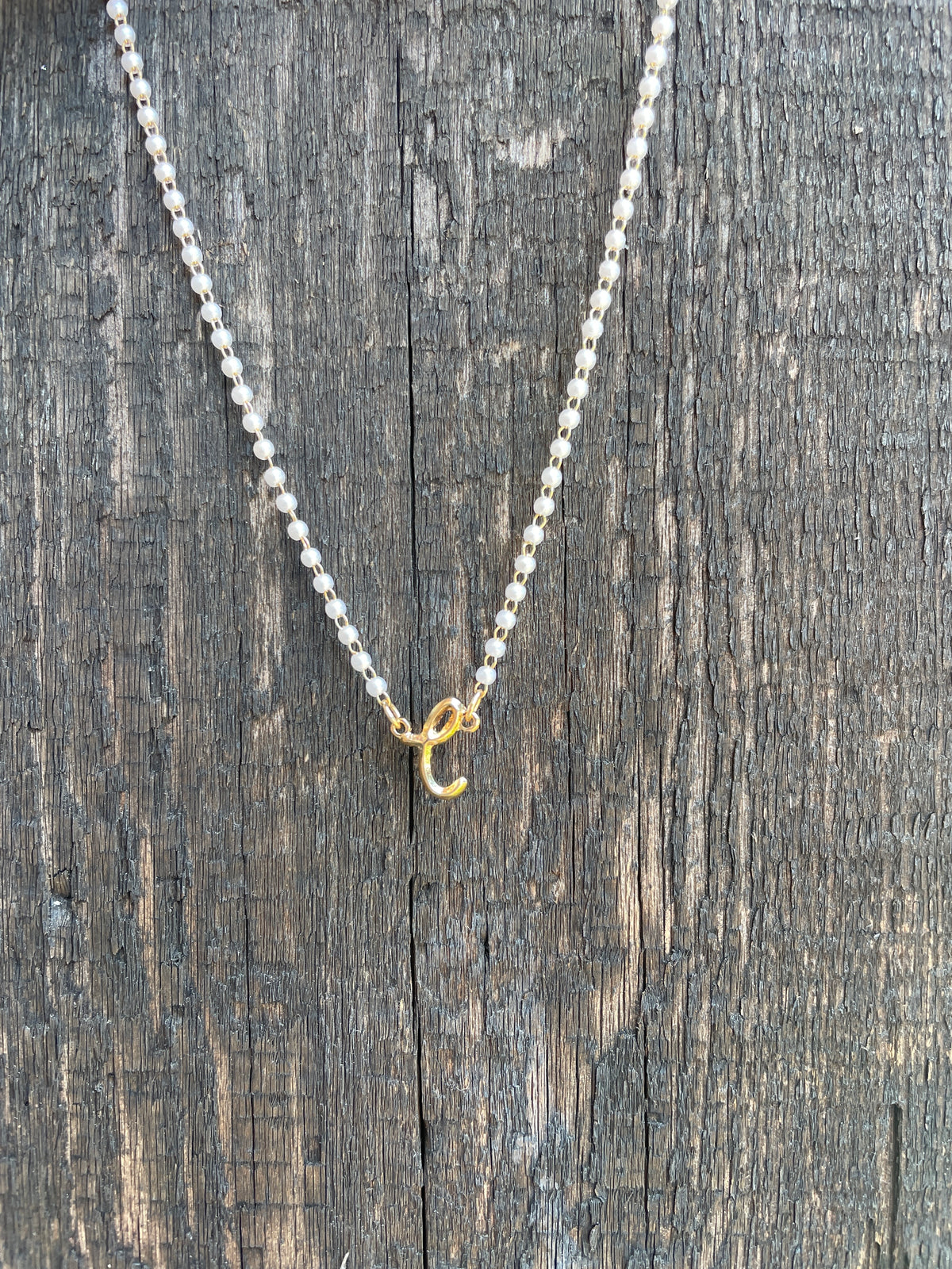 Gold & Pearl Dainty Initial Necklace